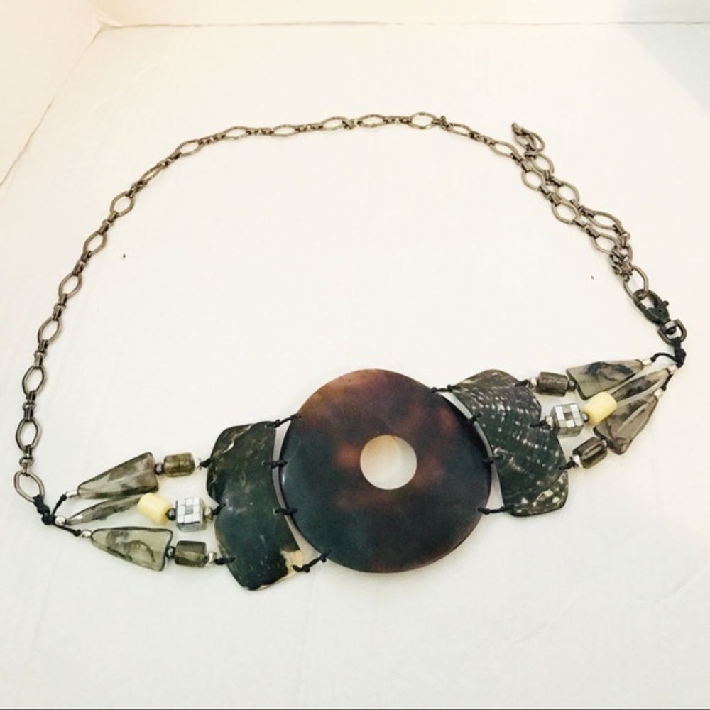 Shell Mixed Materials Link Belt Boho